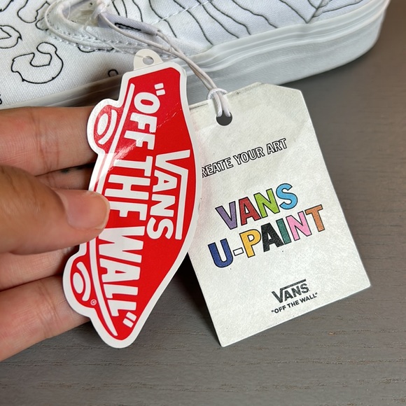 Vans UPaint White Animal Print Shoes - Picture 7 of 7
